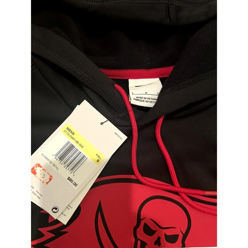 New Nike Men's Tampa Bay‎ Buccaneers Overlap Club Pullover Hoodie Small NFL Dri